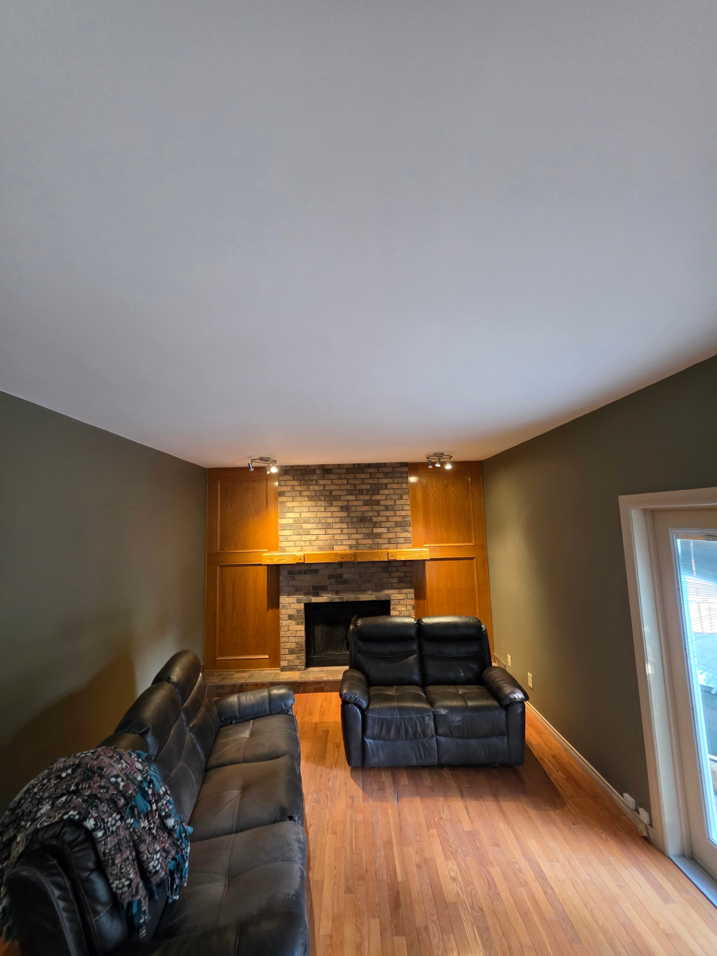 After: living room ceiling repair and popcorn texture removal